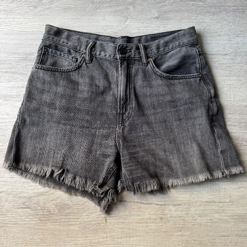 ALLSAINTS Yanni Denim Shorts Gray W27 Raw Hem Distressed